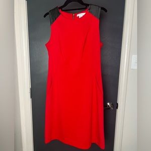 Liz Claiborne Women's Red/Black Dress Faux Leather Sz.M Sleeveless Crewneck $
